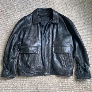 vintage black leather jacket